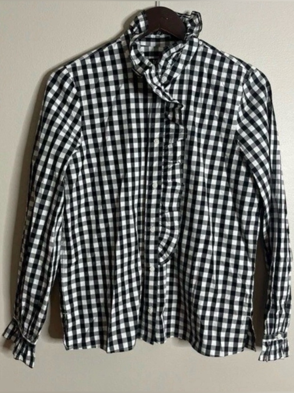 J. Crew Ruffle Gingham Top
